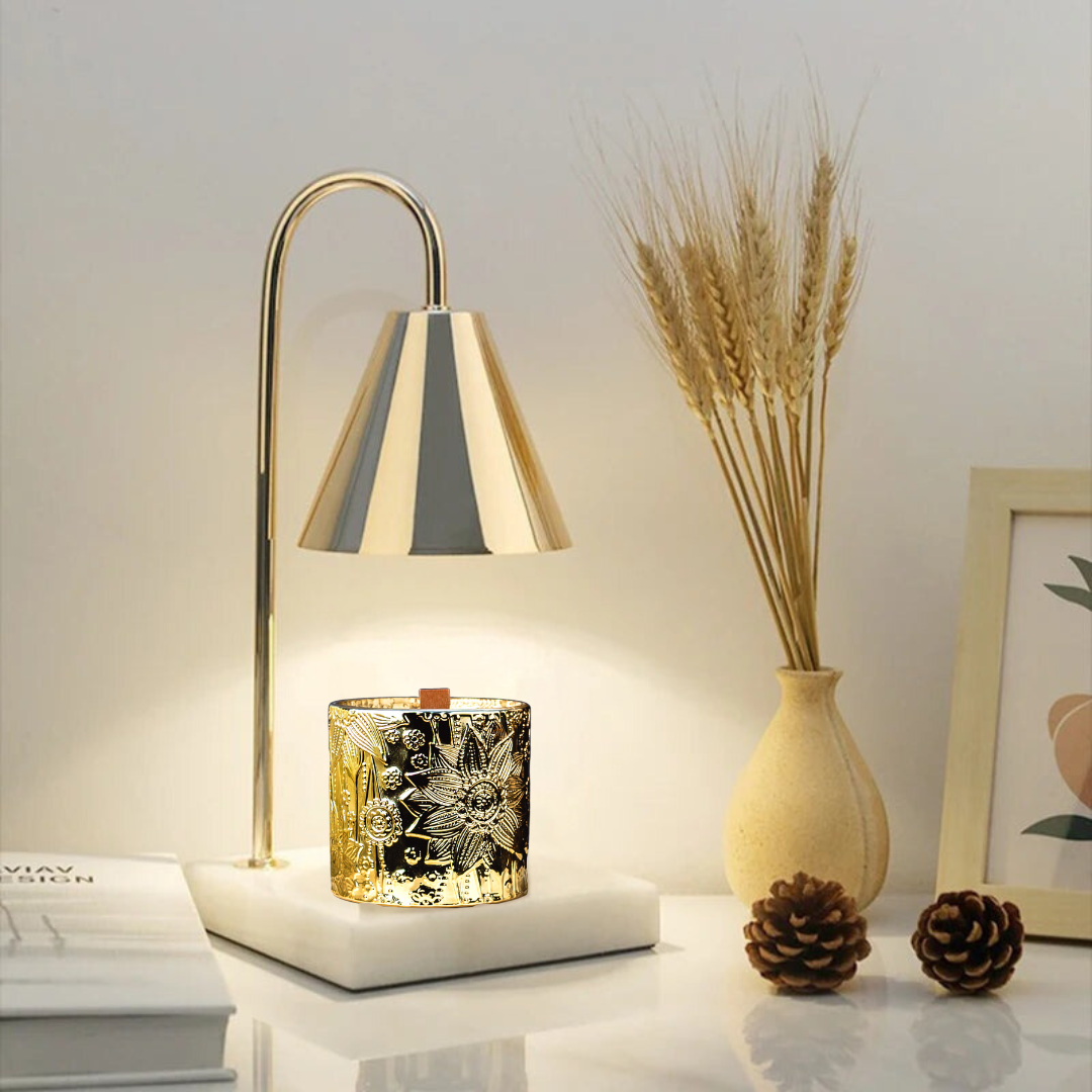 Gold & White Marble Candle Warmer Lamp